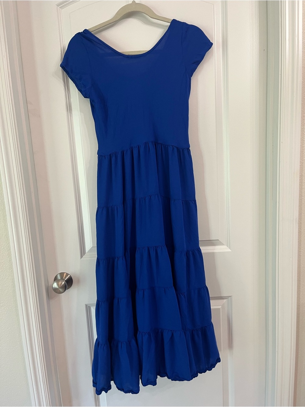 Soft Surroundings Mariana Dress Blue Tiered Scoop Neck Maxi Dress Vibrant Sz XS - Picture 7 of 8